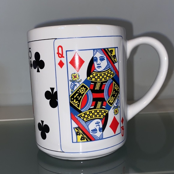 Vintage 4 PC Set Playing Card Ceramic Mugs-CBK 1991-Gold Trim-Great Condition - Picture 5 of 14